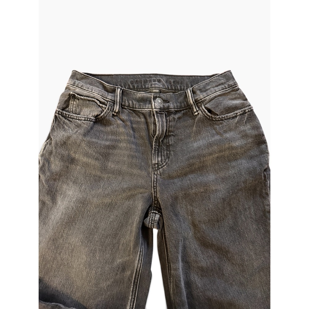 American Eagle Strigid Barrel Leg Jeans Washed Black Denim Size 2 Regular - Picture 3 of 6